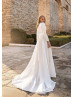 Long Sleeves Ivory Satin Minimalist Wedding Dress
